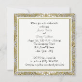 Invitation Mariage damassé Gold White Art Déco (Dos)