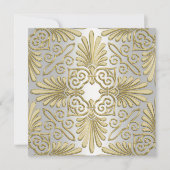Invitation Mariage damassé Gold White Art Déco (Devant)