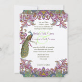Invitation Mariage damassé Green et Raspberry (Devant)