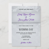 Invitation Mariage damassé gris argent (Devant)