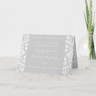 Invitation Mariage damassé gris que vous choisissez la couleu