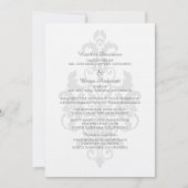 Invitation Mariage damassé gris subtil (Devant)