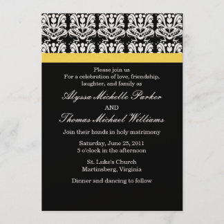 Invitation Mariage damassé (Jaune)