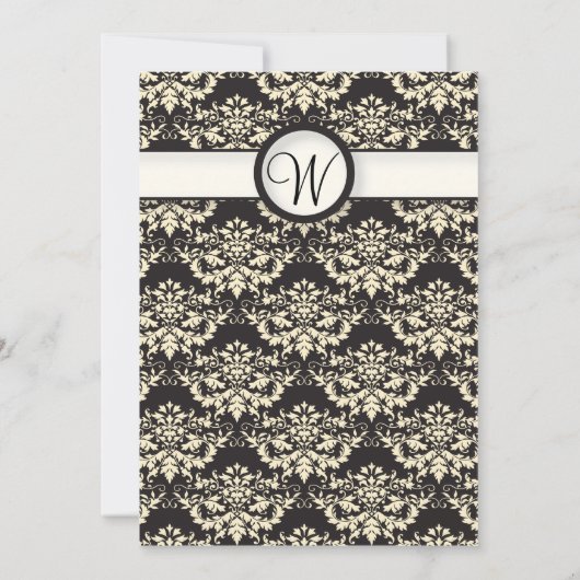 Invitation Mariage damassé jaune (Dos)