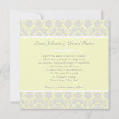 Invitation Mariage damassé jaune, blanc et gris (Dos)