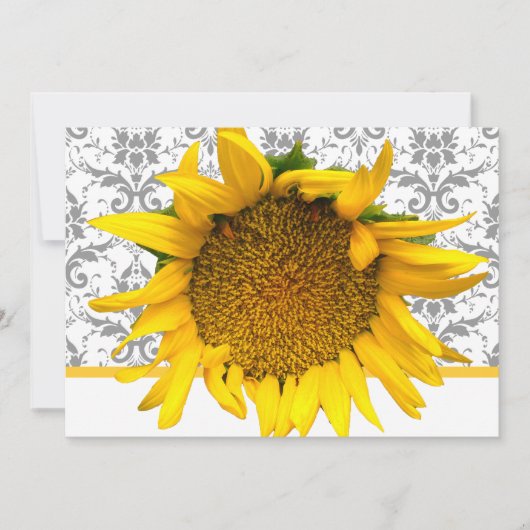 Invitation Mariage damassé jaune et gris (Devant)