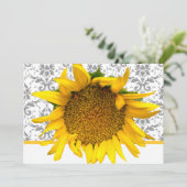 Invitation Mariage damassé jaune et gris (Debout devant)