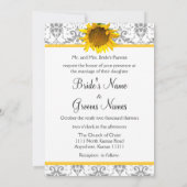 Invitation Mariage damassé jaune et gris (Dos)