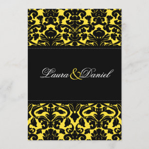 Invitation Mariage damassé jaune et noir