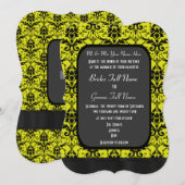 Invitation Mariage damassé jaune et noire (Devant / Derrière)