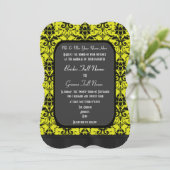 Invitation Mariage damassé jaune et noire (Debout devant)