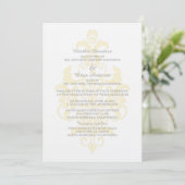 Invitation Mariage damassé jaune subtil (Debout devant)