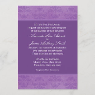 Invitation Mariage damassé lilas
