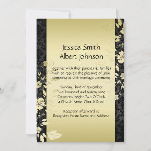 Invitation Mariage damassé luxueux en fleurs de ce