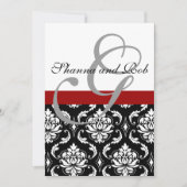 Invitation Mariage damassé Monogramme 5 x 7 pouces (Devant)