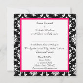 Invitation Mariage damassé Monogramme Hot PInk (Dos)