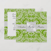 Invitation Mariage damassé Monogramme Vert (Devant / Derrière)