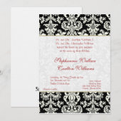 Invitation Mariage damassé noir/blanc (Devant / Derrière)