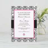 Invitation Mariage damassé noir et blanc (Debout devant)