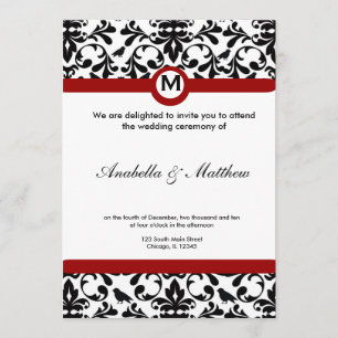 Invitation Mariage damassé noir et blanc