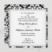 Invitation mariage damassé noir et blanc (Devant / Derrière)