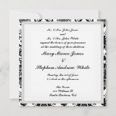 Invitation mariage damassé noir et blanc (Devant)