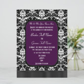 Invitation Mariage damassé noire, violette et blanche (Debout devant)