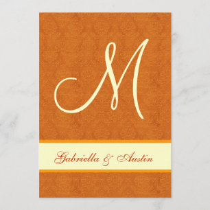 Invitation Mariage damassé orange et crème A478