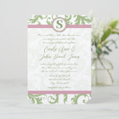 Invitation Mariage damassé Pistachio Pink Lavender (Debout devant)