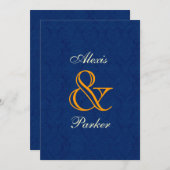 Invitation Mariage damassé R107 de minuit (Devant / Derrière)