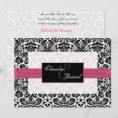 invitation mariage damassé rose (Devant / Derrière)