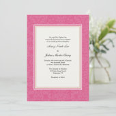Invitation Mariage damassé rose (Debout devant)