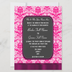 Invitation Mariage damassé rose