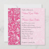 Invitation Mariage damassé rose et argent (Dos)