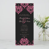 Invitation Mariage damassé rose et noir (Debout devant)