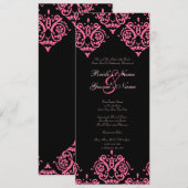 Invitation Mariage damassé rose et noir (Devant / Derrière)