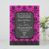 Invitation Mariage damassé rose et noir chaud (Debout devant)