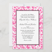 Invitation Mariage damassé rose et noire (Devant)