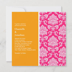Invitation Mariage damassé rose et orange