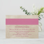 Invitation Mariage damassé rose rustique (Debout devant)