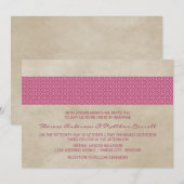 Invitation Mariage damassé rose rustique (Devant / Derrière)