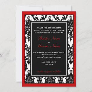 Invitation Mariage damassé rouge noir