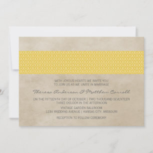 Invitation Mariage damassé rustique jaune