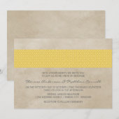 Invitation Mariage damassé rustique jaune (Devant / Derrière)