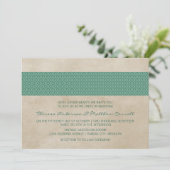 Invitation Mariage damassé rustique vert (Debout devant)