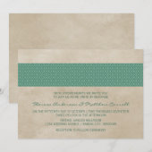 Invitation Mariage damassé rustique vert (Devant / Derrière)