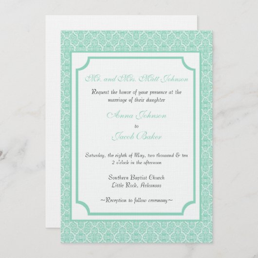 Invitation Mariage damassé simple classique (Devant / Derrière)