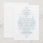 Invitation Mariage damassé subtil bleu (Devant / Derrière)