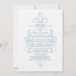 Invitation Mariage damassé subtil bleu
