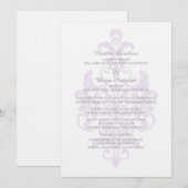 Invitation Mariage damassé subtil violet (Devant / Derrière)